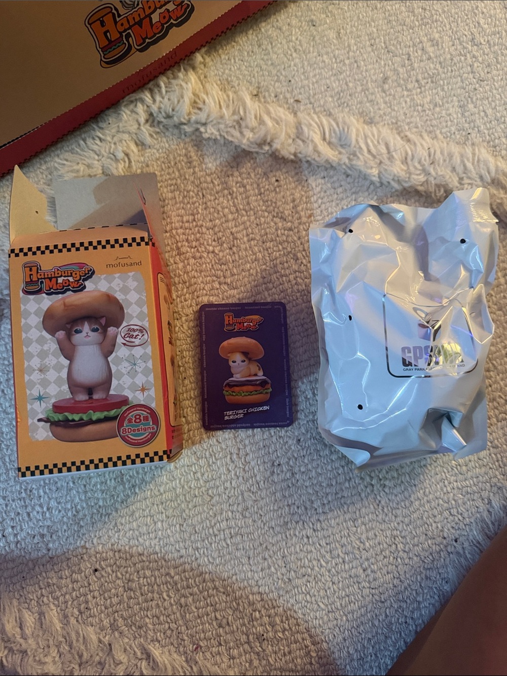 Teriyaki Chicken Burger Meow Mofusand Mofumofu OPEN Blind Box Kitty Cat Figurine